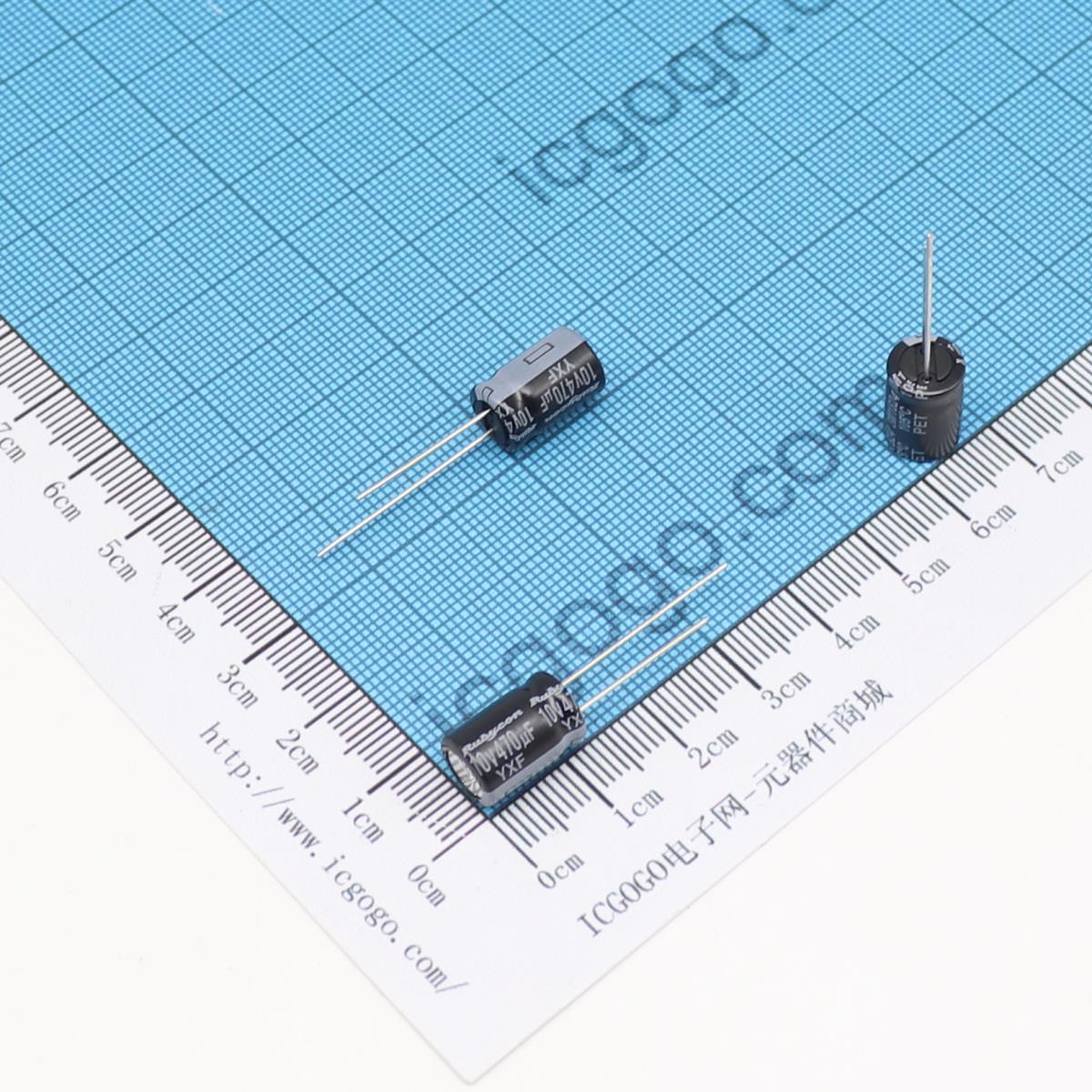 红宝石 直插铝电解电容 10V 470UF φ 8X11.5mm RUBYCON 10YXF470M-8X11.5 YXF 长寿命 低阻抗 ±20%